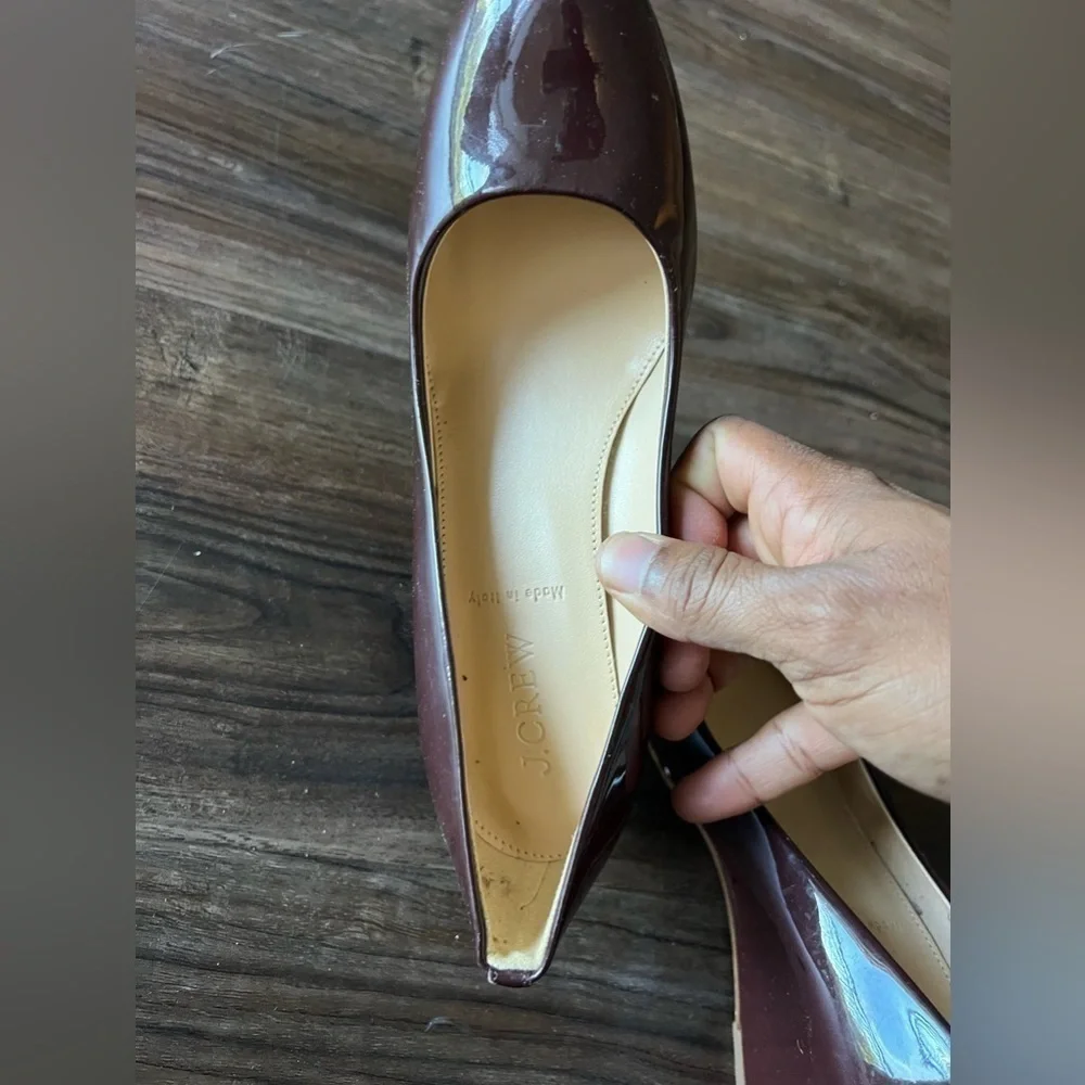J. Crew Sylvia Nude Patent Leather Wedges Nude Size 6